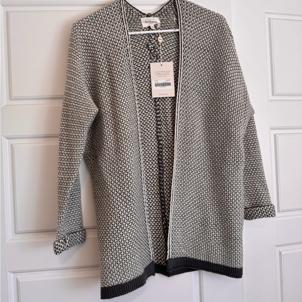 Bohme Black and White Textured Cardigan